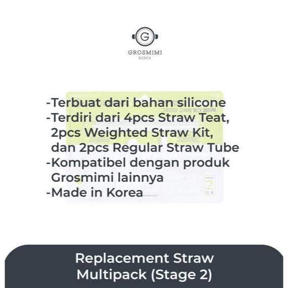 Grosmimi Replacement Straw Multipack Stage 2 - Aksesoris Botol Minum Susu Anak Bayi Sedotan Pendulum Replacement