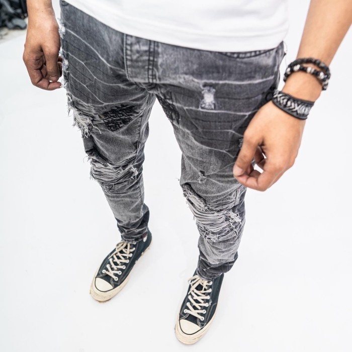 Denimitup M1 Tri Biker Jeans Acid Grey