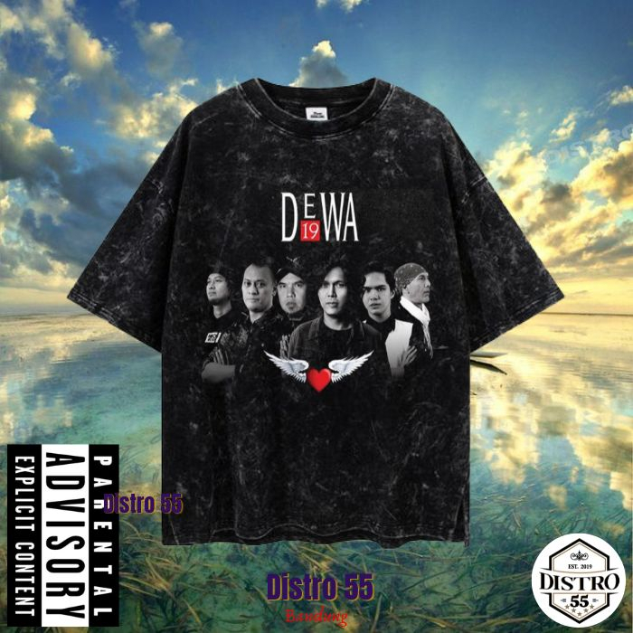 DEWA 19 / KAOS BLACK WASHED OVERSIZE / VOKALIS ONCE / DISTRO 55 BANDUNG / KAOS WASHING / KAOS OVERSI