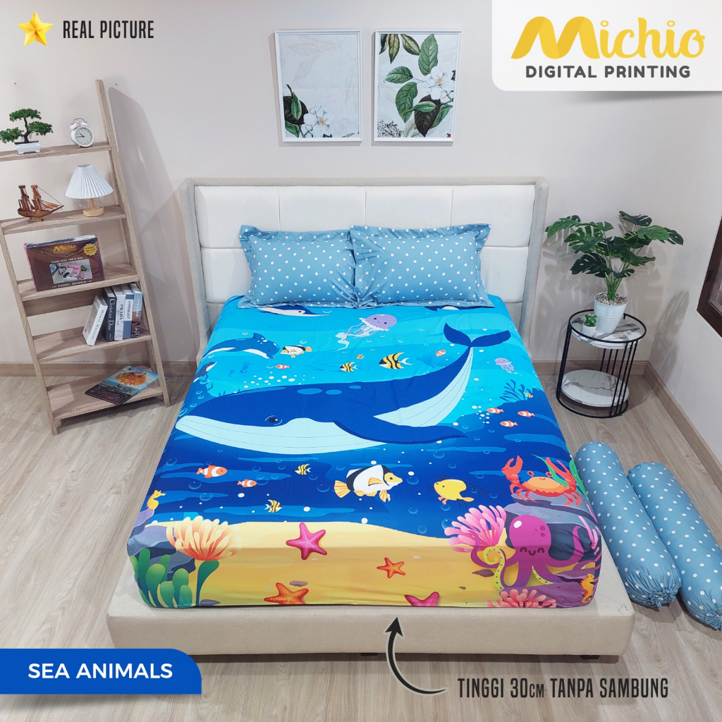 Michio Digital Printing Sprei Uk 160/180 T 30 - Sea Animals