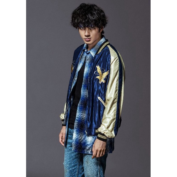 [KODE MXD4] Jacket Sukajan murayama / High and low aegle / Navy Gold