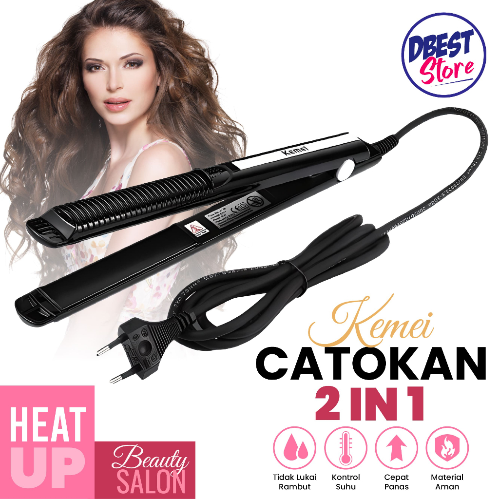 Kemei KM-2139 Alat Catok Catokan Rambut 2in1