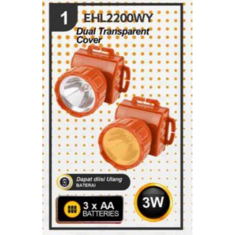 Senter Kepala Baterai Ecoking 2200 - 3 Watt