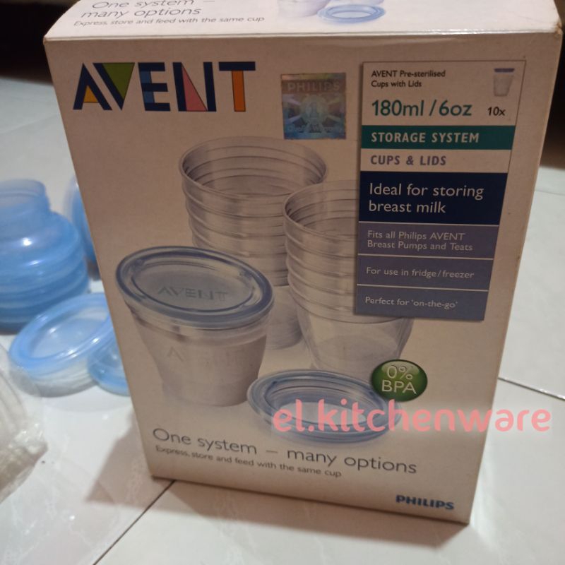 philips avent storage system - 180ml 6oz isi 10pcs - cups & lids breast milk - bpa free - sale disko