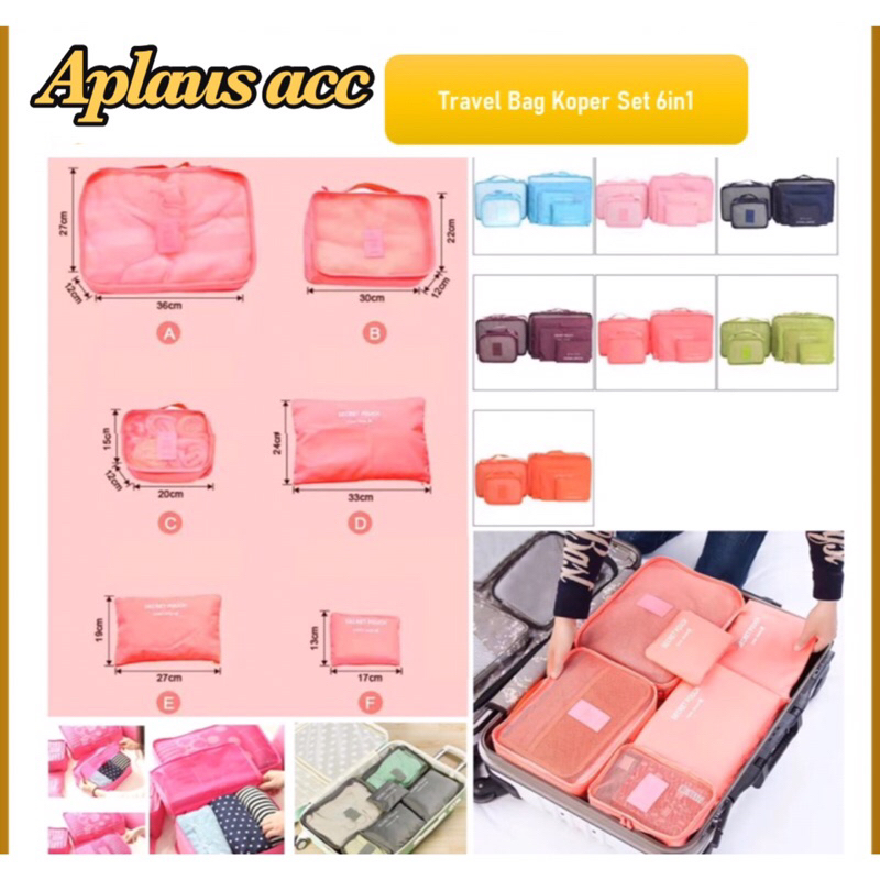 Travel Bag 6in1 Set Luggage Storage Organizer Tas Penyimpanan Travelling Serbaguna