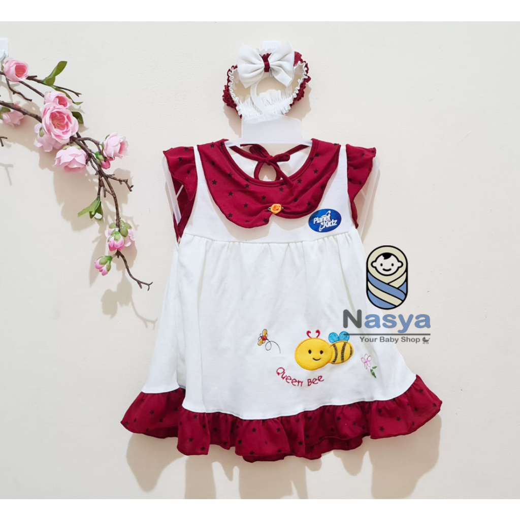 [P-043] Dress Bayi (0-6 bulan) / Setelan Bayi Perempuan Motif Girl + BANDANA