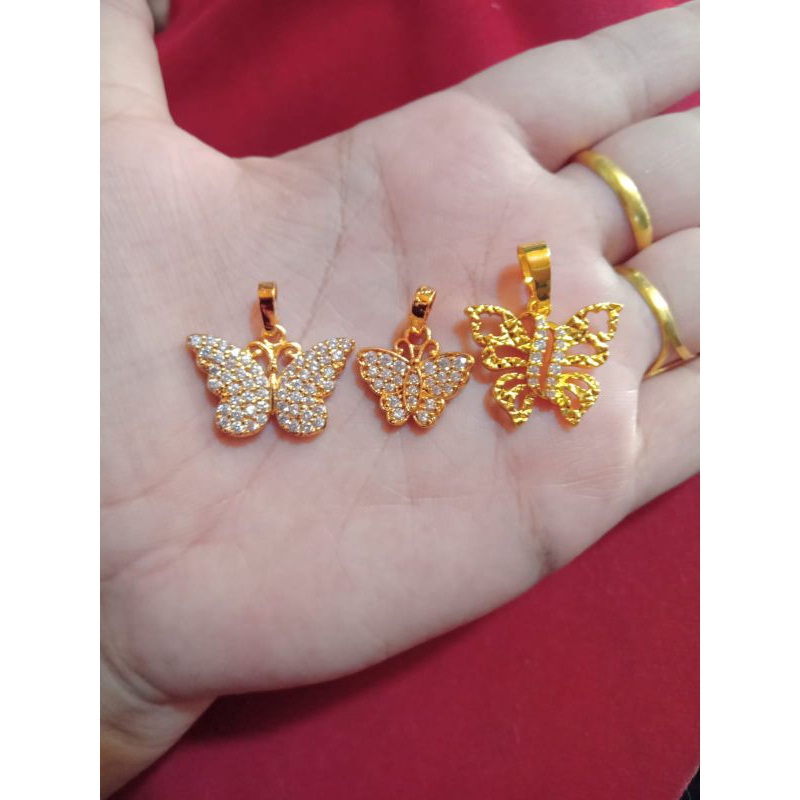 kalung rantai pentul kupu lapis emas 24k