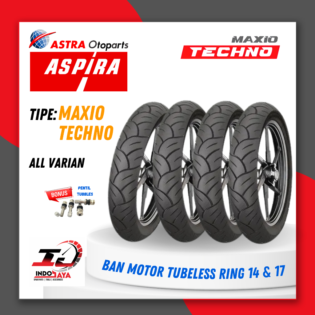 BAN ASPIRA TUBELESS (70/90 - 80/90 - 90/90) / BAN TUBLES ASPIRA MAXIO TECHNO RING 14 / RING 17 / BAN