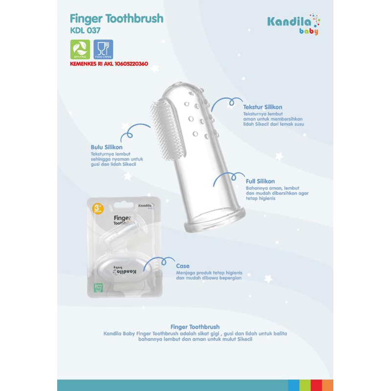 Kandila Finger Tooth Brush Baby Silicone Pembersih Lidah Gusi Bayi Newborn + Box Simpan Traveling AMAN Di STERIL