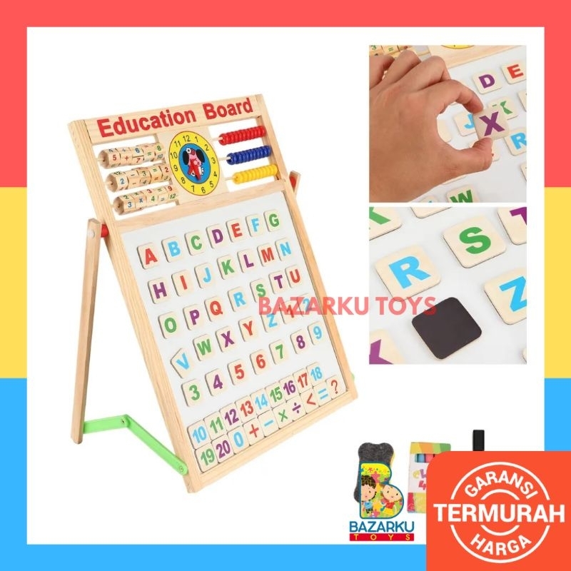 Papan Tulis Anak Magnetic Education Board Papan Mainan Anak Papan Magnet Papan Tulis Magnet Puzzle Magnet  Puzzle Anak Wooden Toys Mainan Kayu Puzzle Huruf