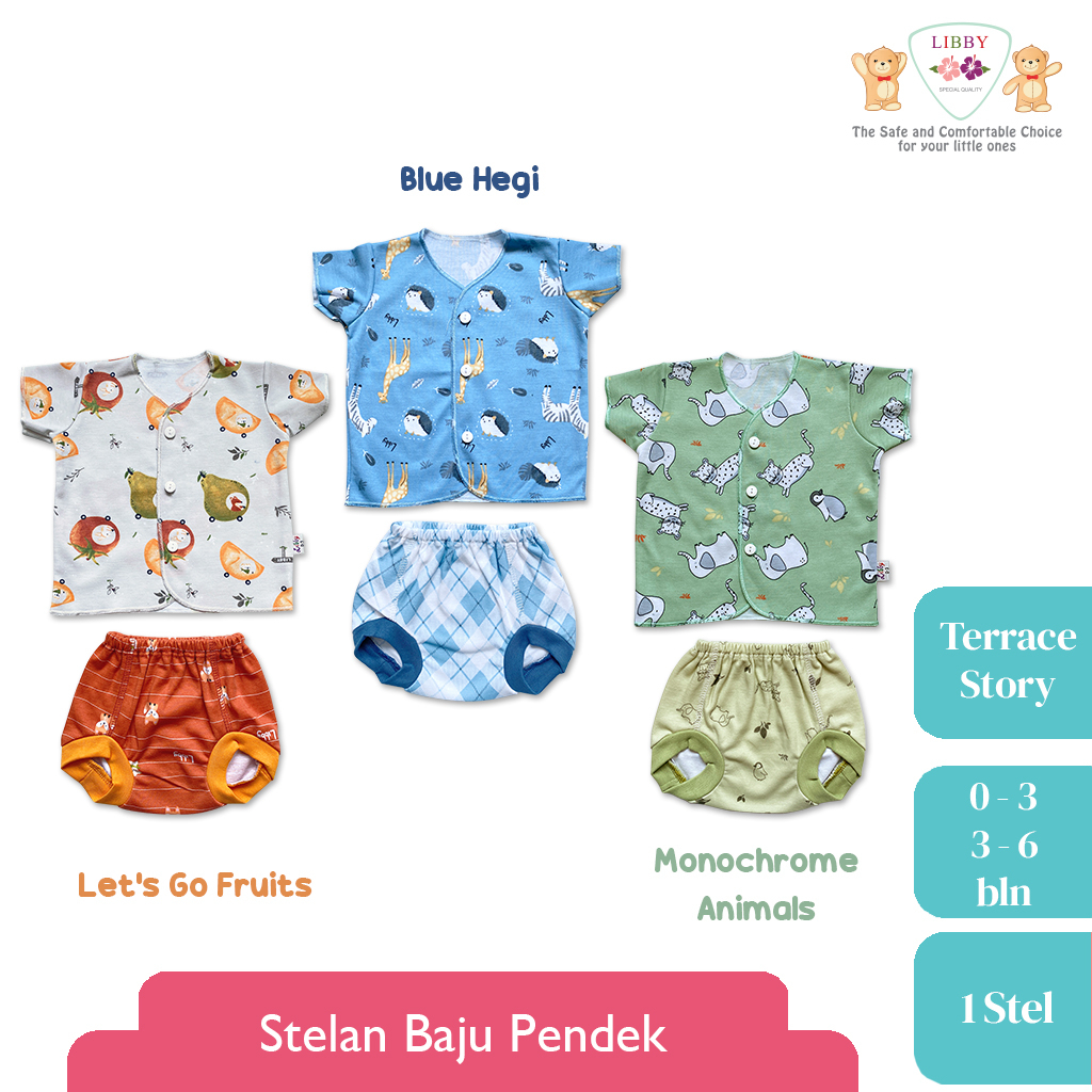 LIBBY Stelan Baju Pendek - Celana Pop Newborn (1 stel)