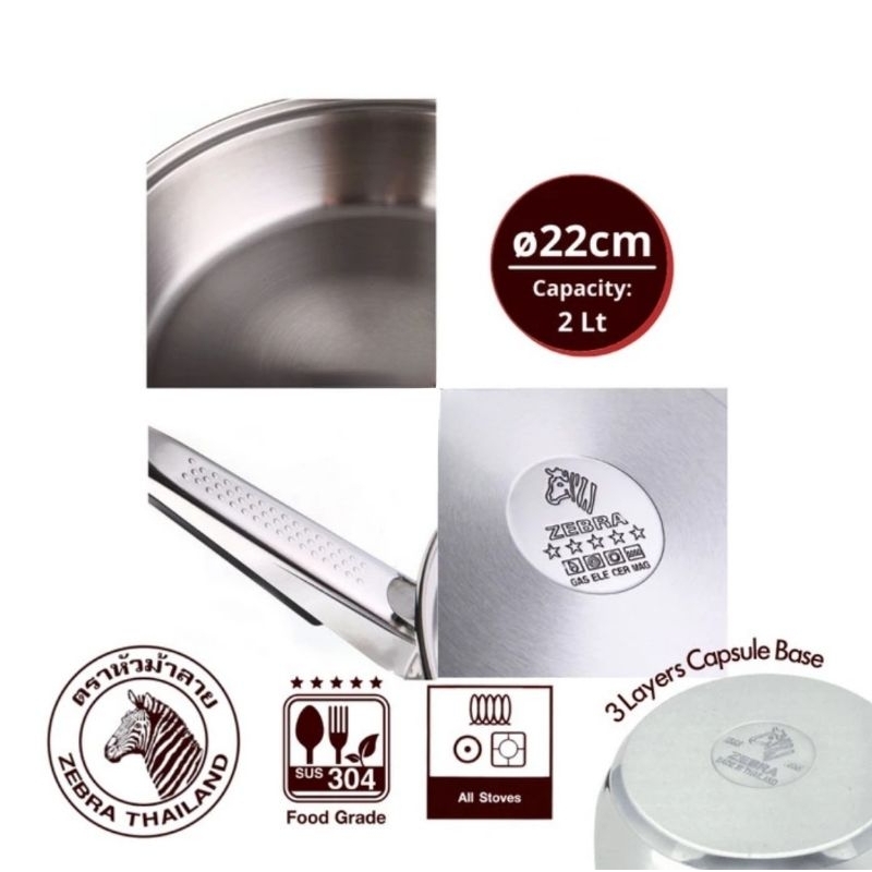 ZEBRA Frying Pan 22 Cm 175323 Vitalux Plus - Wajan Kuali Stainless