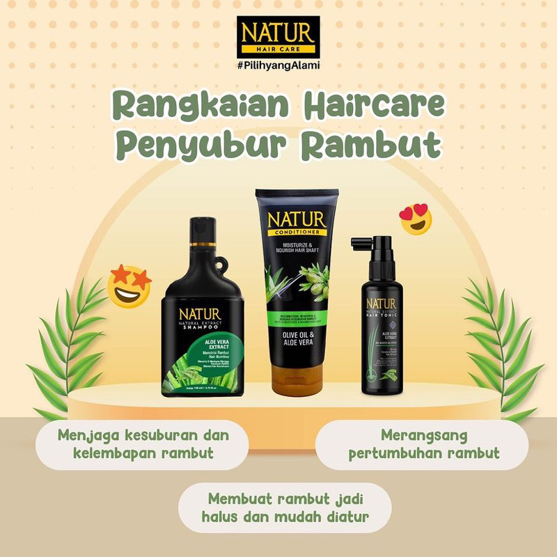 NATUR Hair Shampoo Aloe Vera 80ML / Sampo Penumbuh Rambut Natur Aloevera BPOM