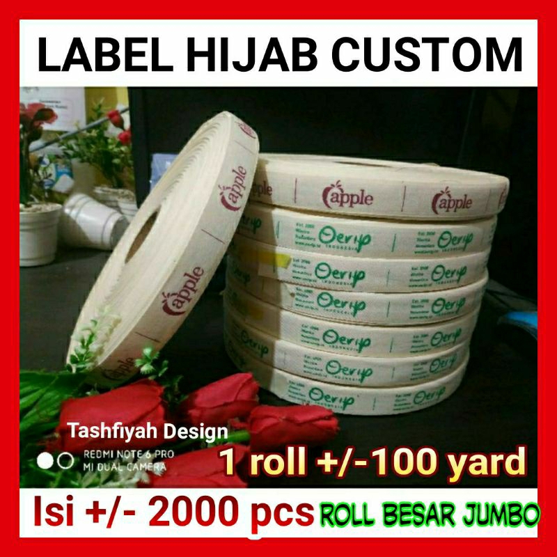 

Pita katun custom label baju sablon 2 cm