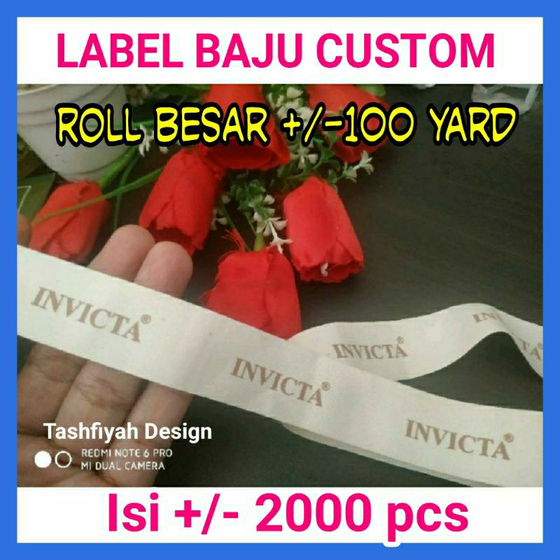 

Pita Label Baju Custom Merk lebel hijab bahan pita katun lebar 2 cm