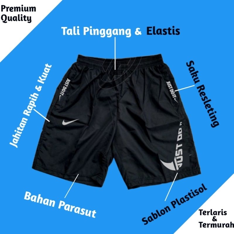 Celana Pendek Parasut Olahraga Saku Resleting Pria Wanita Running Gym Sport Kolor Volly Futsal Bulu Tangkis Jogging Bahan Berkulitas-2