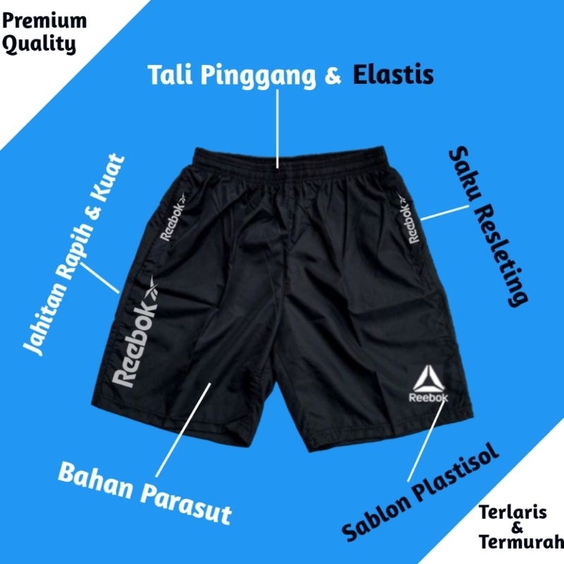 Celana Pendek Parasut Olahraga Saku Resleting Pria Wanita Running Gym Sport Kolor Volly Futsal Bulu Tangkis Jogging Bahan Berkulitas-1