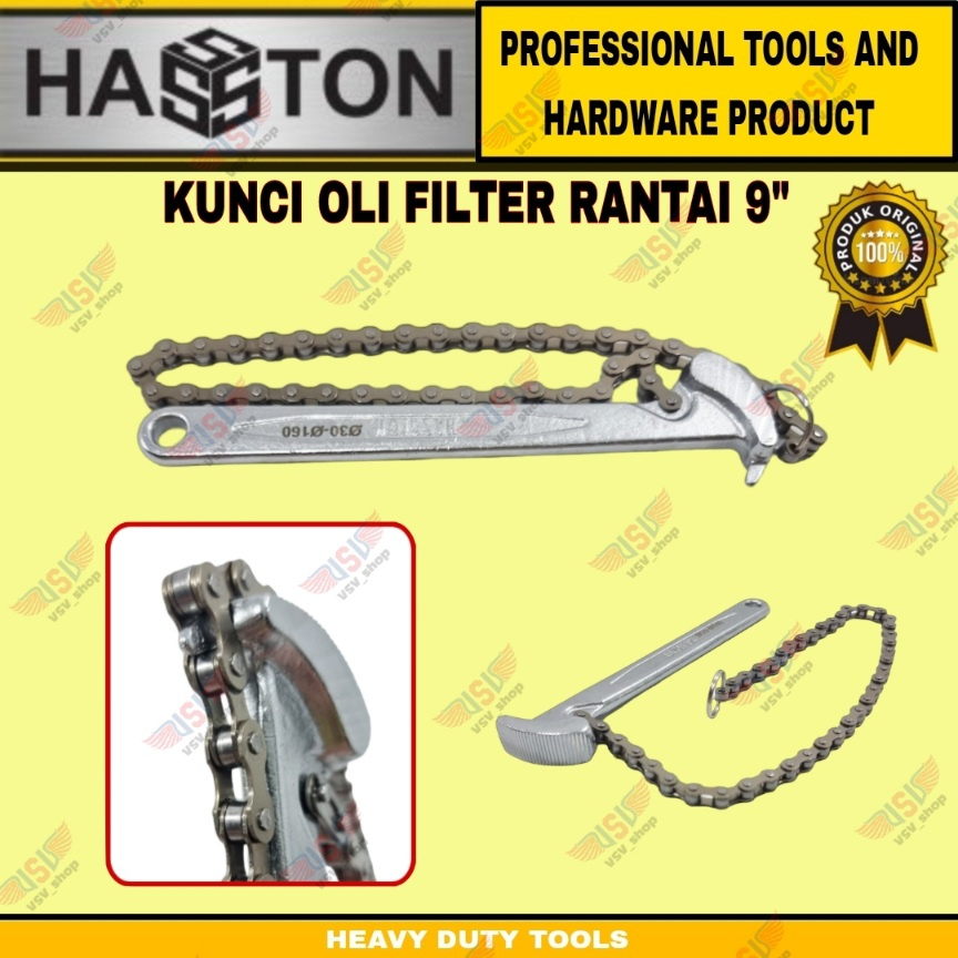 HASSTON Kunci Oli Filter Rantai 9&quot; Oil Filter Wrench Chain 9 inchi Dia.30-160mm