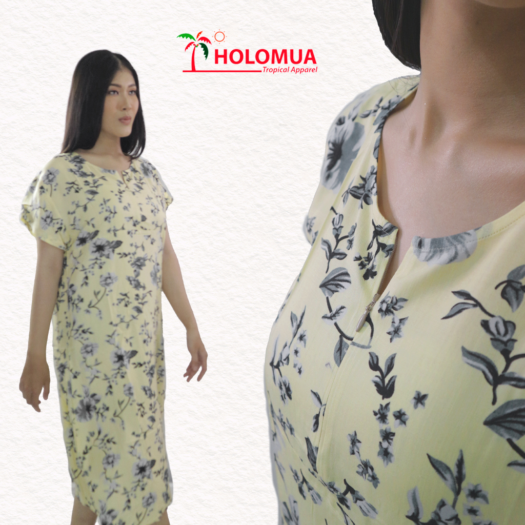 Holomua zipper Premium Drees Perl Flower Daster  PF13 FIT&Flare