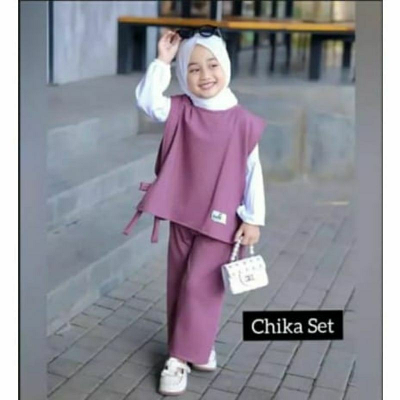 SETELAN ANAK BAJU MUSLIM ANAK CHIKA SET 3 IN1 USIA 3-12 TAHUN BAJU MUSLIM ANAK PEREMPUAN SETELAN MUSLIM ANAK PAKAIAN ANAK PEREMPUAN STELAN ANAK SETELAN ANAK PEREMPUAN