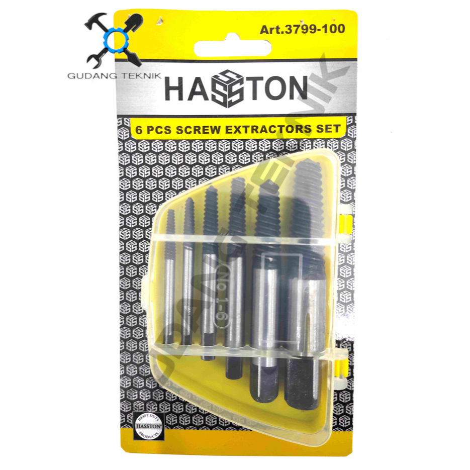 Mata Tap Balik Set 6pcs 3799-100 HASSTON PROHEX / Screw Extractor Hand Tap Balik Buka Baut Patah Rusak Patah 3799 100 HASSTON PROHEX