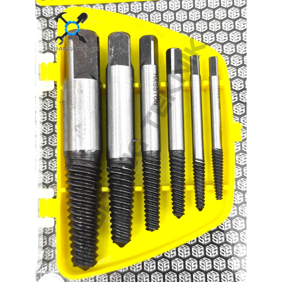 Mata Tap Balik Set 6pcs 3799-100 HASSTON PROHEX / Screw Extractor Hand Tap Balik Buka Baut Patah Rusak Patah 3799 100 HASSTON PROHEX