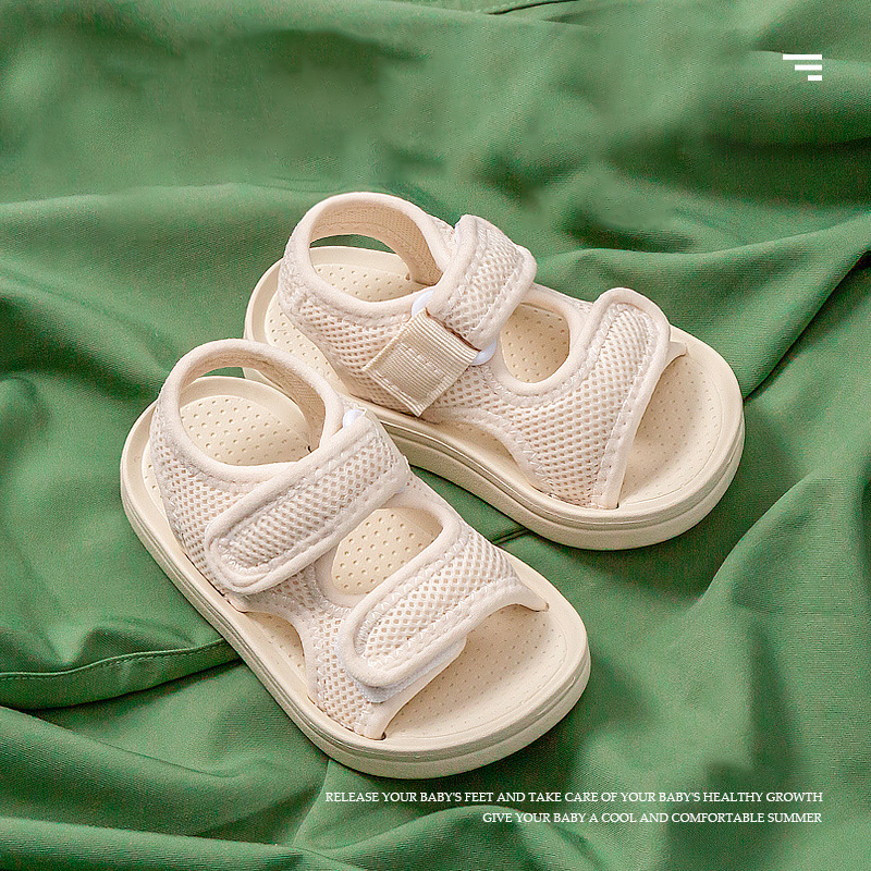 Bayi Laki-laki Perempuan Sandal Bayi Musim Panas Sepatu Luar Ruangan Sepatu Terbuka-Jari Kaki Anti Selip Kain Jaring Balita Sepatu Pejalan Kaki Pertama