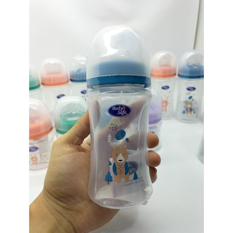 Botol Susu Wide Neck Baby Safe Karakter BPA Free DOT Nipple Double Katub 250 Ml/125 Ml WN08B/WN07