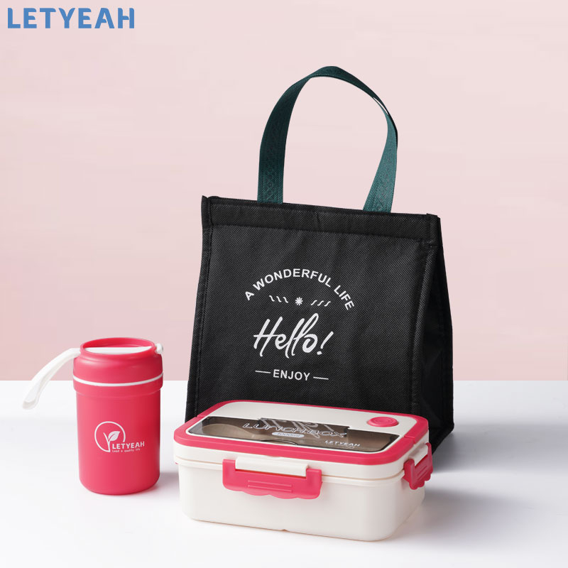 letyeah Lunch box set/1000ml wadah bekal bento bontot makan/tas bekal/mangkuk sup portabel/BPA free