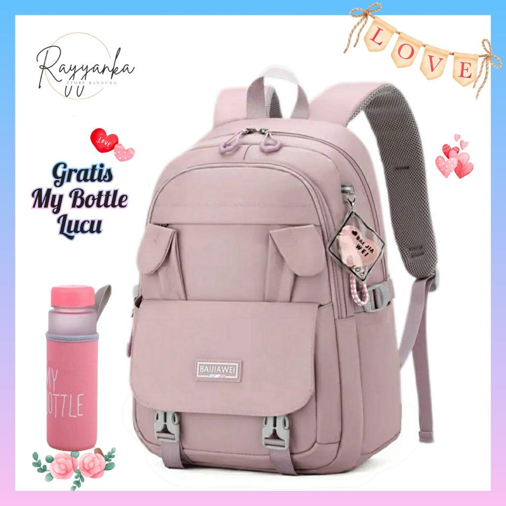 Tas Ransel Anak Perempuan Telinga Kelinci Gratis Botol Minum Untuk Anak Sd Smp Sma