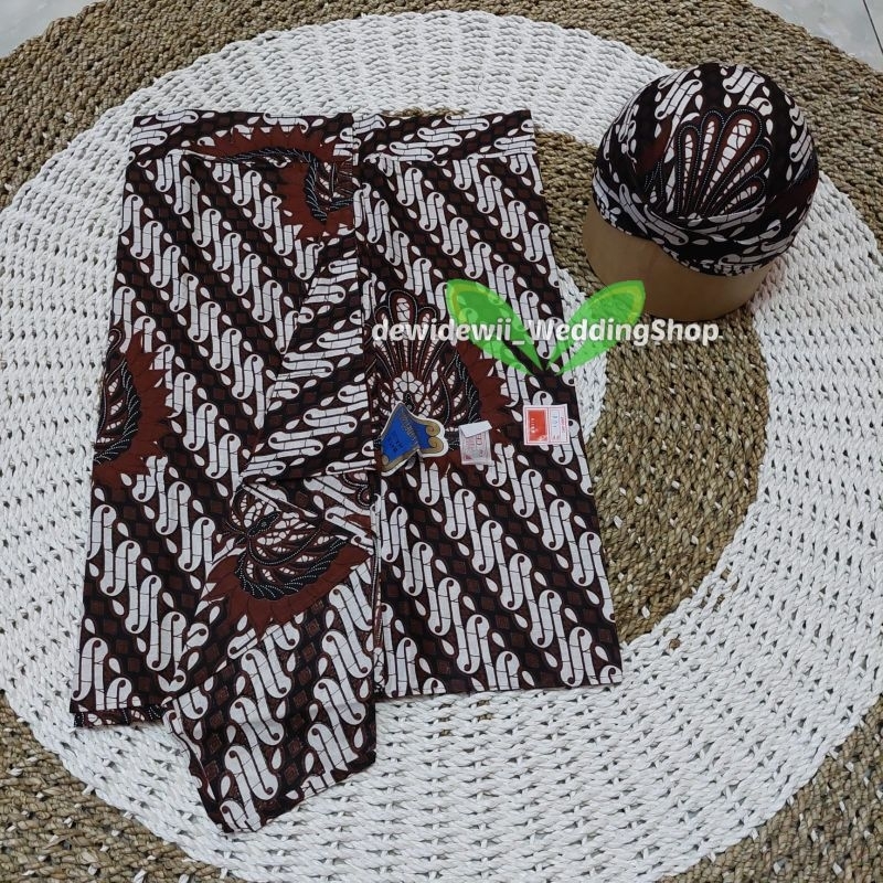 [1set] Pakaian Adat Solo / Beskap + Sapit Urang + Blangkon | Solo Bordir - Parang Garuda