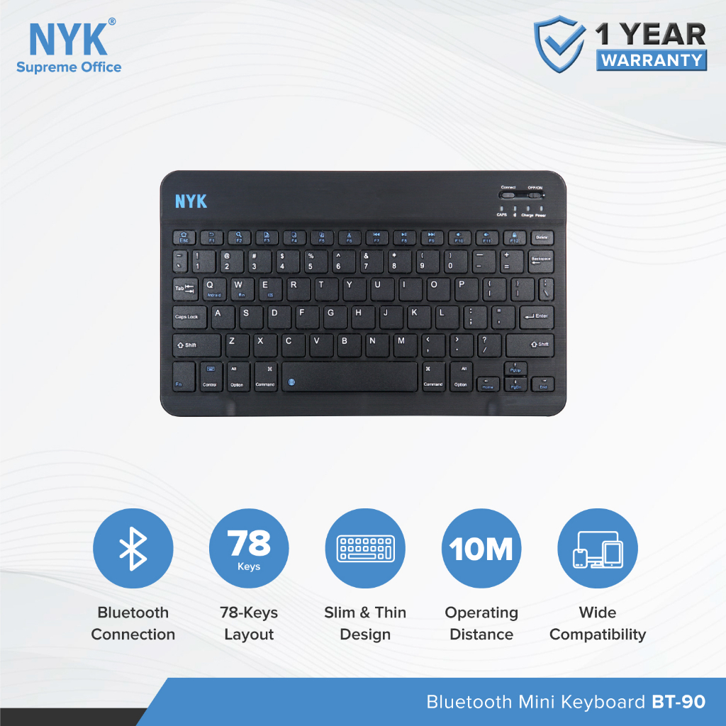 Keyboard Mini Slim Bluetooth BT 90 NEW Compatible Android IOS Windows