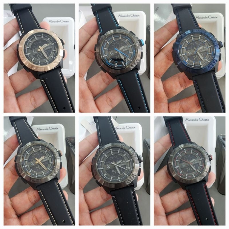 jam tangan pŕia alexandre christie ac9374 man dual time 9374 original garansi resmi