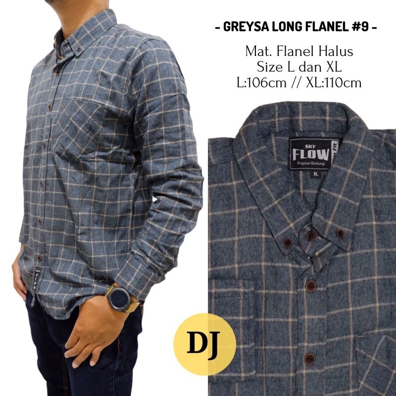 BISA COD|KEMEJA DISTRO BROWNY GREYSA LONG FLANEL BY DJ FASHION