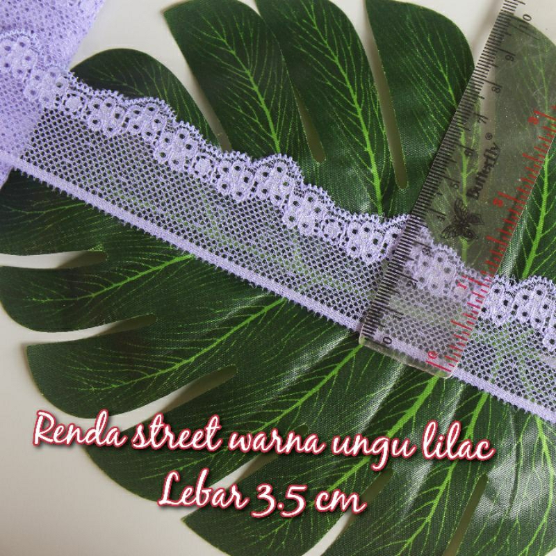 per rol 15 yar renda street warna ungu lilac lebar 3,5 cm