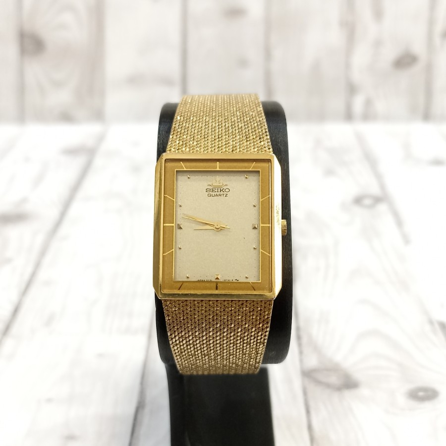 Jam Tangan Seiko Credor Logo Vintage All Gold Quartz Langka Model Kotak Persegi Wanita Asli Murah Te