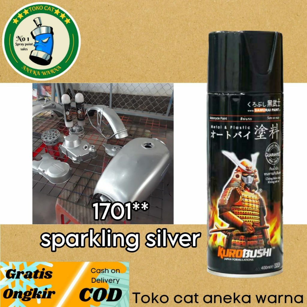 SAMURAI PAINT 1701** SPARKLING SILVER METALIK METALLIC 400ML CAT SEMPROT SPRAY PAINT PILOX PILOK