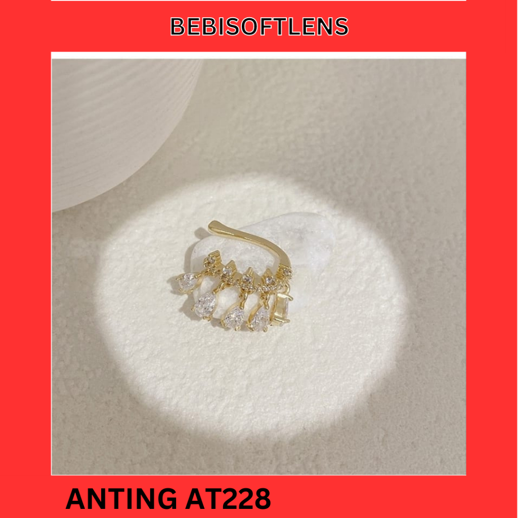 Anting Jepit AT228 Tembaga Lapis S925 , Unik Lucu Keren Fashion Wanita Elegant  /Deluna/ BB