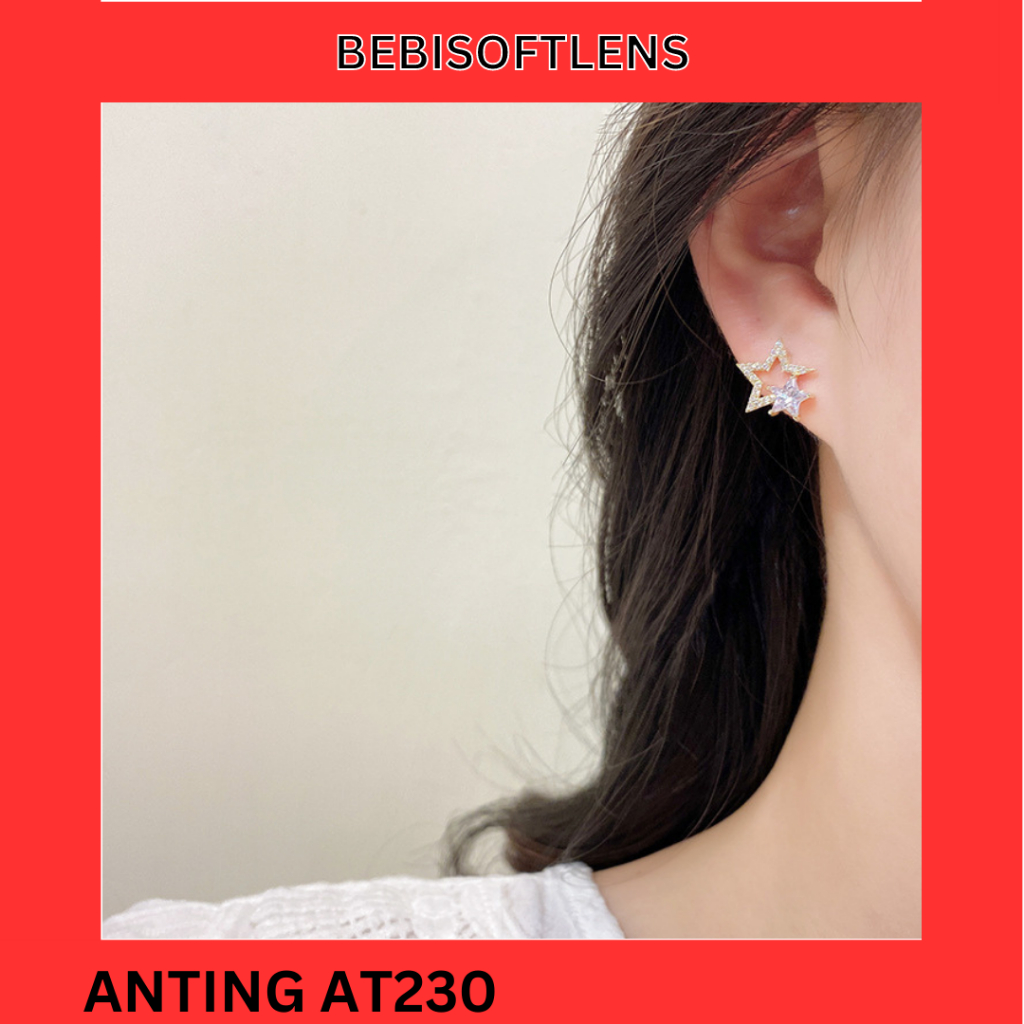 Anting AT230 Tembaga Lapis S925 , Unik Lucu Keren Fashion Wanita Elegant /Deluna / BB