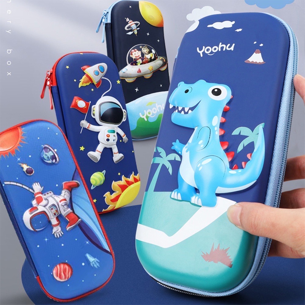 Kotak Pensil 3D Tempat Pensil 3D Gambar  Lucu Timbul anti air waterproof Unicorn elsa frozen Dino