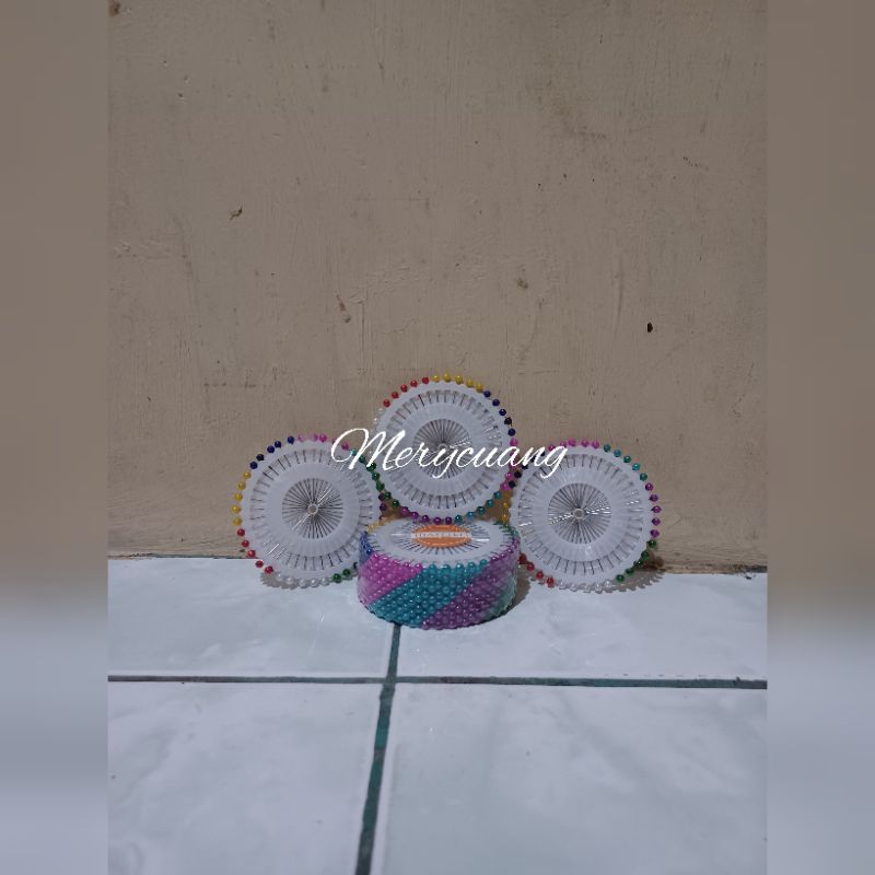 Jarum Pentul PIRING  / Jarum Pentul Bulat Mutiara Hijab / Jarum Pentul Warna - Warni 1 Lusin / 12 Pi
