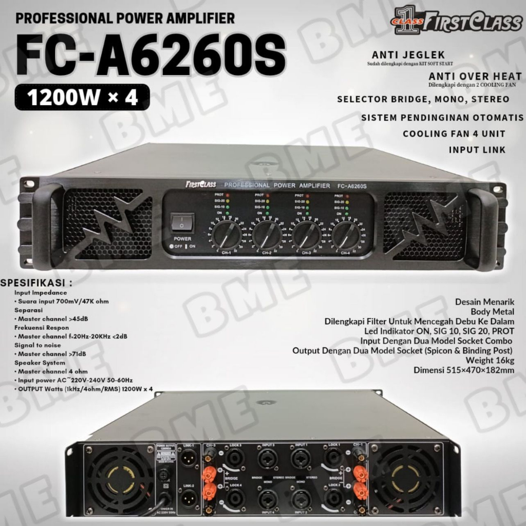 PROFESSIONAL POWER AMPLIFIER FIRSTCLASS FC A-6260S | FCA6260S