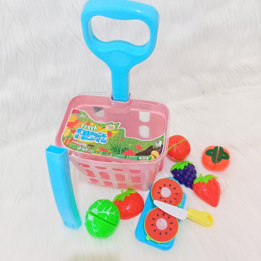 Mainan Anak Perempuan Buah Potong Trolley -Fresh Fruit Supermarket
