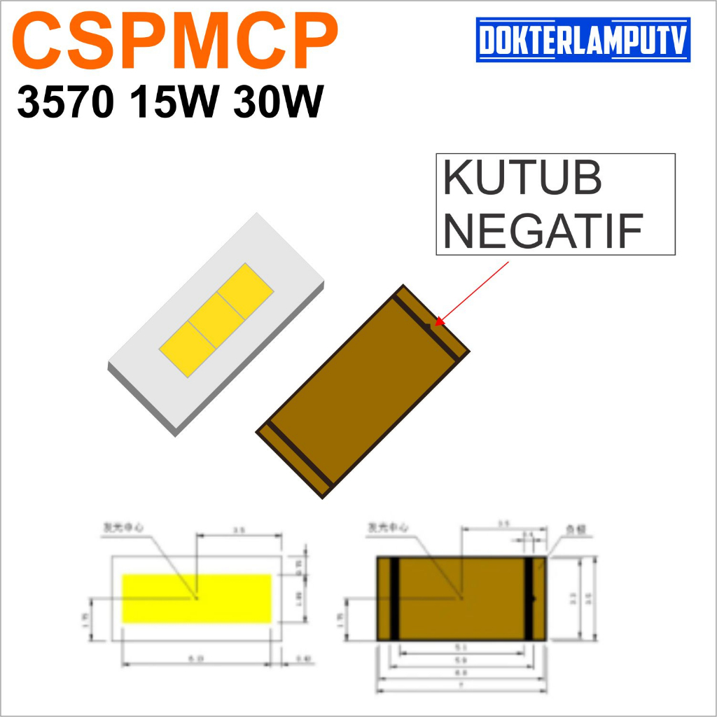 LED CSP MCP 3570 15W SUPER TERANG PENAMPANG LEBAR LEBIH KUAT UNTUK PROYEKTOR DIY LED MOTOR MOBIL DLL