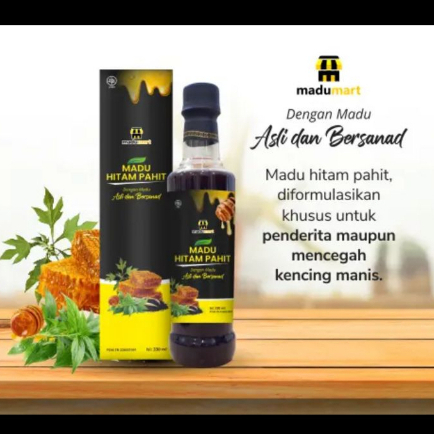 

Madu hitam pahit Asli BPOM Isi 330ml, bebas gula rendah lemak alami dewasa Pom TR 261 031 091