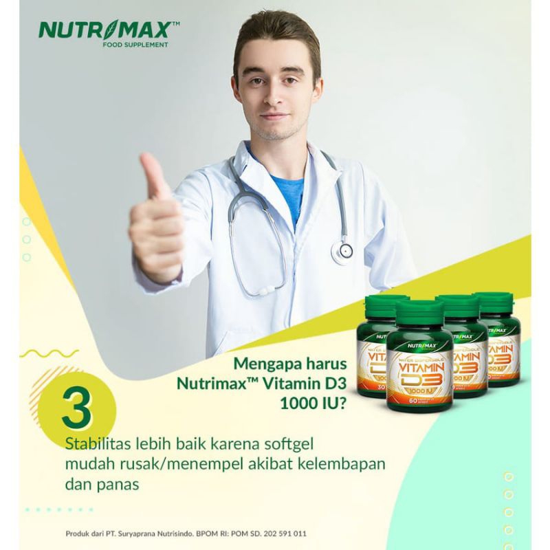 NUTRIMAX FOOD SUPPLEMENT VITAMIN D3 1000 IU ISI 60 KAPLET