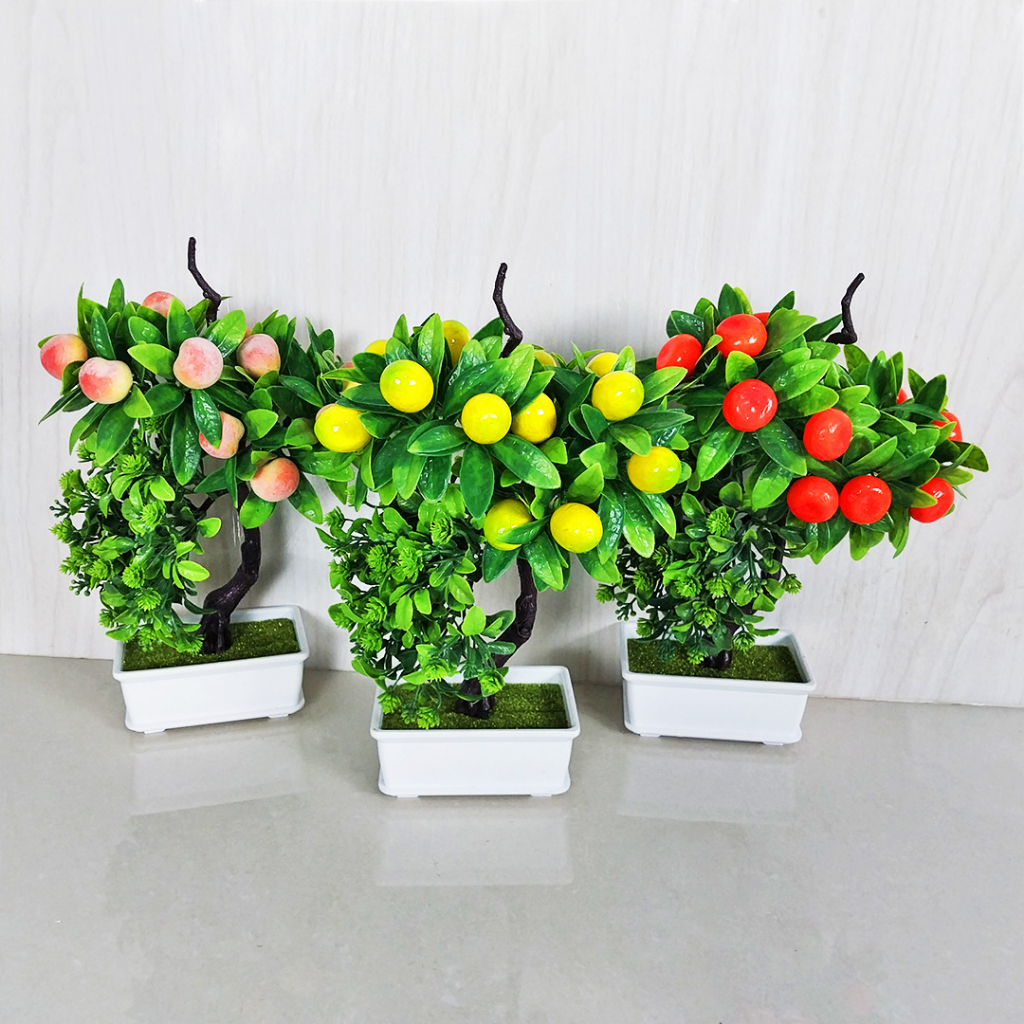 Tanaman Hias Buah Bonsai Artifisial Ornamen Pot Sintetis Palsu Pajangan Dekorasi Rumah Artifical Plants Azgalery PBP84