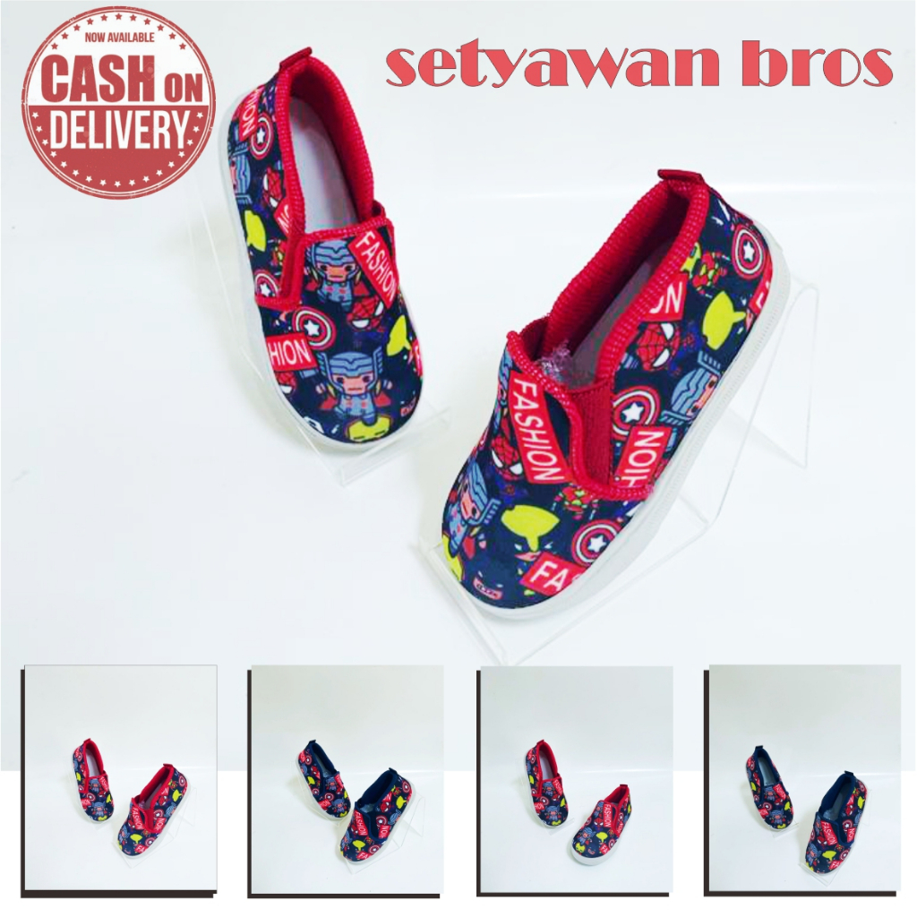 Sepatu marvel anak/sepatu anak superhero/sepatu anak model terbaru/slip on bisa cod 1-7 thn