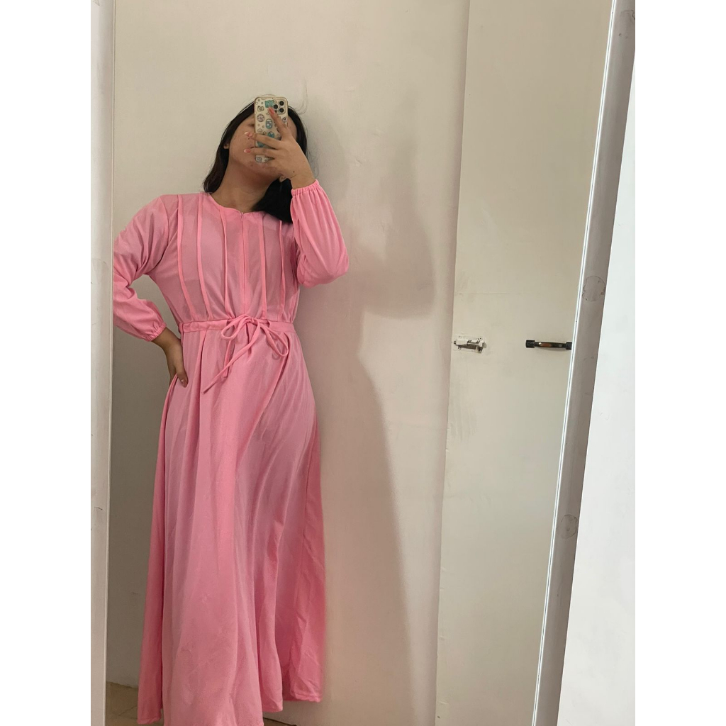 Gamis Anggun Dress Maxi Casual Tali Moscrepe Premium