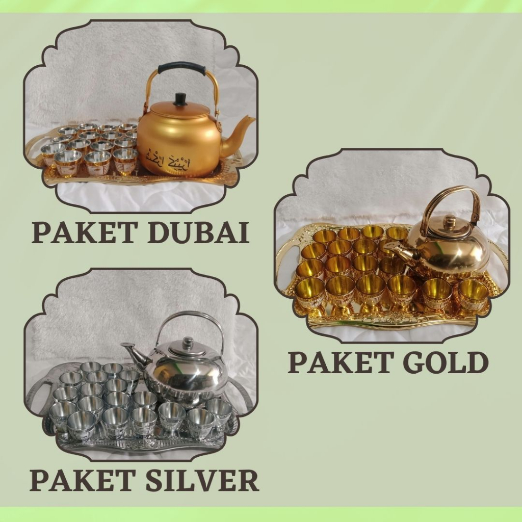 READY STOK ( COD ) 1 SET TEKO, GELAS DAN NAMPAN UNTUK AIR ZAM ZAM || HAJI UMROH